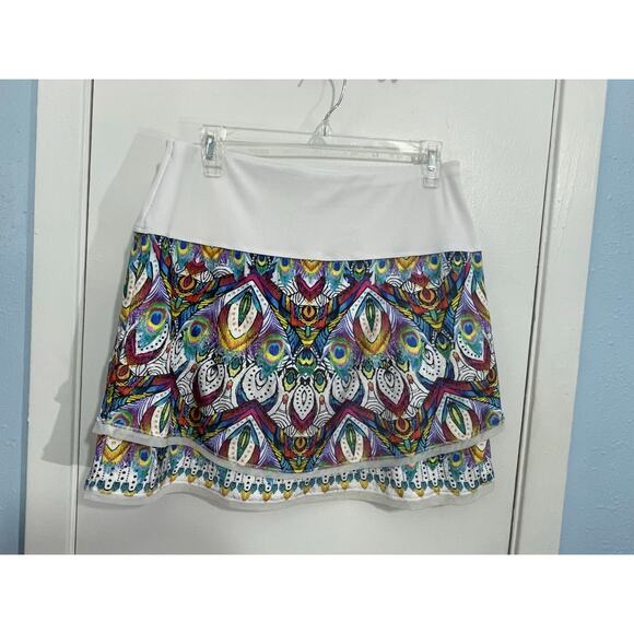 Lucky In Love Skort Medium Velour Multicolor Athletic Tennis Golf Pockets Preppy - Picture 5 of 8